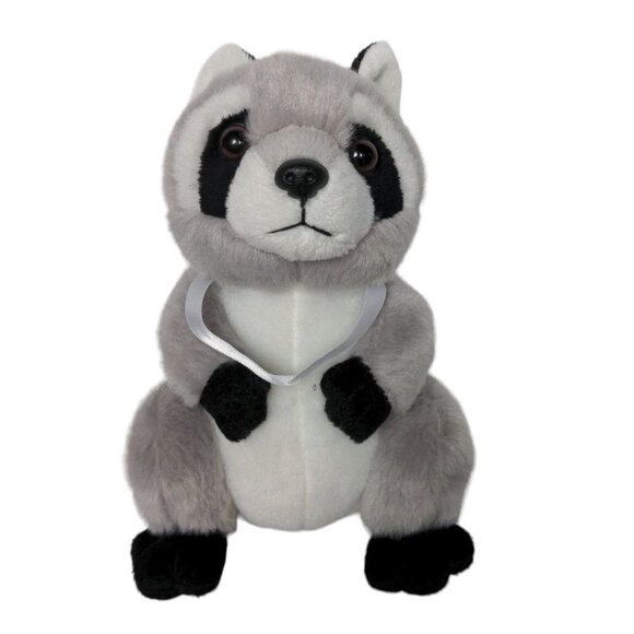 Frankford Black Gray White Raccoon Realistic Forest Plush Stuffed Animal 7.5” - Picture 1 of 6
